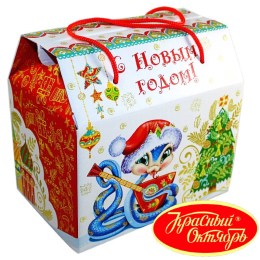Детский новогодний подарок в картонной упаковке весом 950 грамм по цене 1108 руб в Бийске